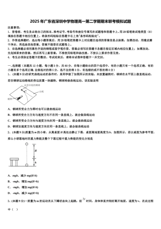 2025年广东省深圳中学物理高一第二学期期末联考模拟试题含解析