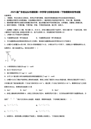 2025届广东省汕头市潮阳第一中学等七校联合体高一下物理期末统考试题含解析