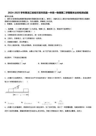 2024-2025学年黑龙江省哈尔滨市宾县一中高一物理第二学期期末达标检测试题含解析