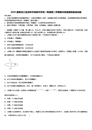 2025届黑龙江省虎林市高级中学高一物理第二学期期末质量跟踪监视试题含解析