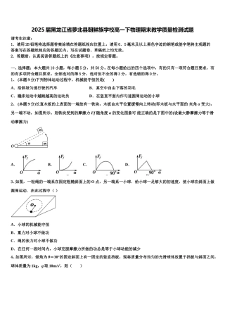 2025届黑龙江省萝北县朝鲜族学校高一下物理期末教学质量检测试题含解析