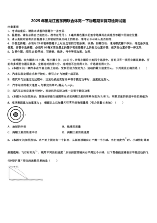2025年黑龙江省东南联合体高一下物理期末复习检测试题含解析