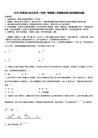 2025年黑龙江省大庆市一中高一物理第二学期期末复习检测模拟试题含解析