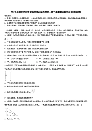 2025年黑龙江省饶河县高级中学物理高一第二学期期末复习检测模拟试题含解析