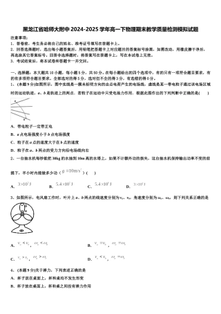 黑龙江省哈师大附中2024-2025学年高一下物理期末教学质量检测模拟试题含解析