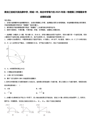 黑龙江省哈尔滨兆麟中学、阿城一中、尚志中学等六校2025年高一物理第二学期期末考试模拟试题含解析