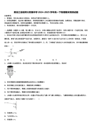 黑龙江省哈师大附属中学2024-2025学年高一下物理期末预测试题含解析