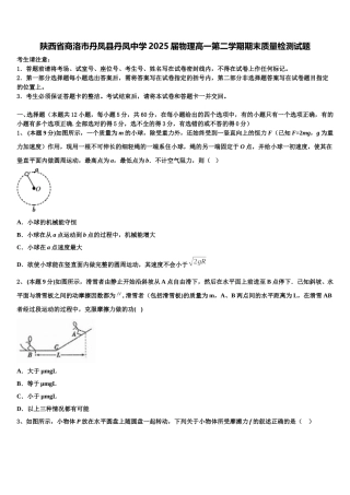 陕西省商洛市丹凤县丹凤中学2025届物理高一第二学期期末质量检测试题含解析