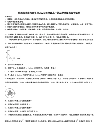 陕西省渭南市富平县2025年物理高一第二学期期末统考试题含解析