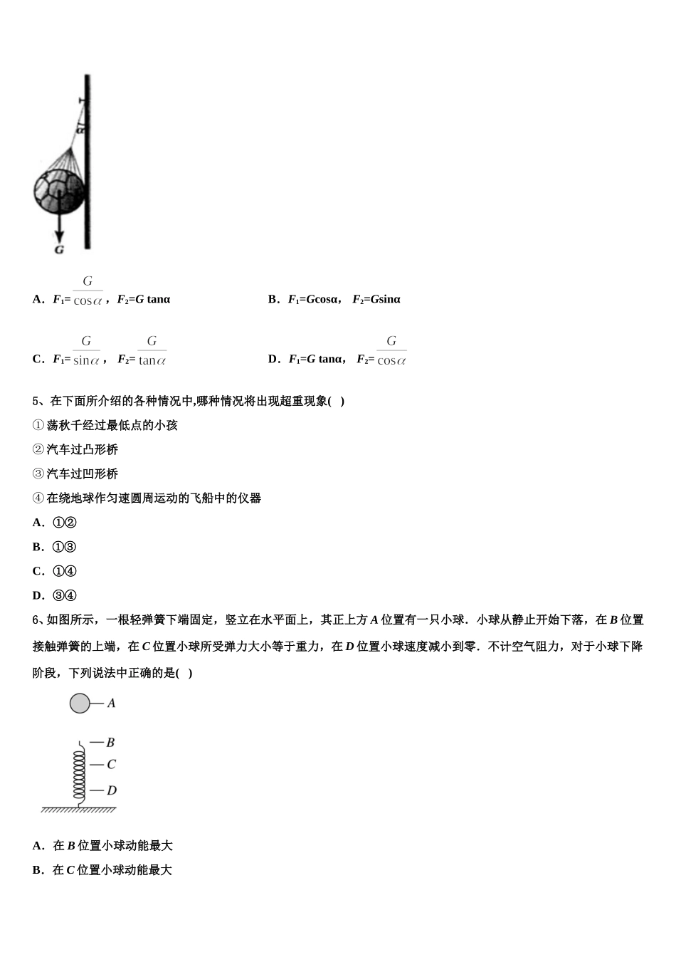 2024-2025学年陕西省渭南市大荔县同州中学高一下物理期末教学质量检测模拟试题含解析_第2页