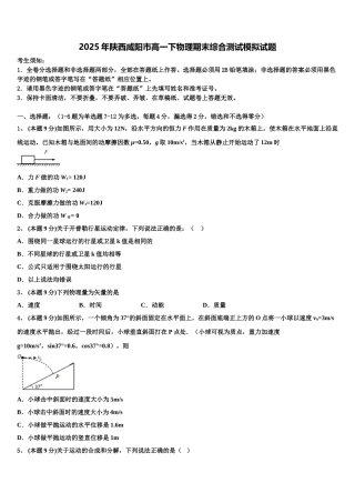 2025年陕西咸阳市高一下物理期末综合测试模拟试题含解析