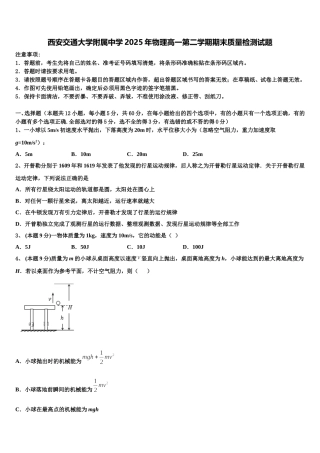 西安交通大学附属中学2025年物理高一第二学期期末质量检测试题含解析