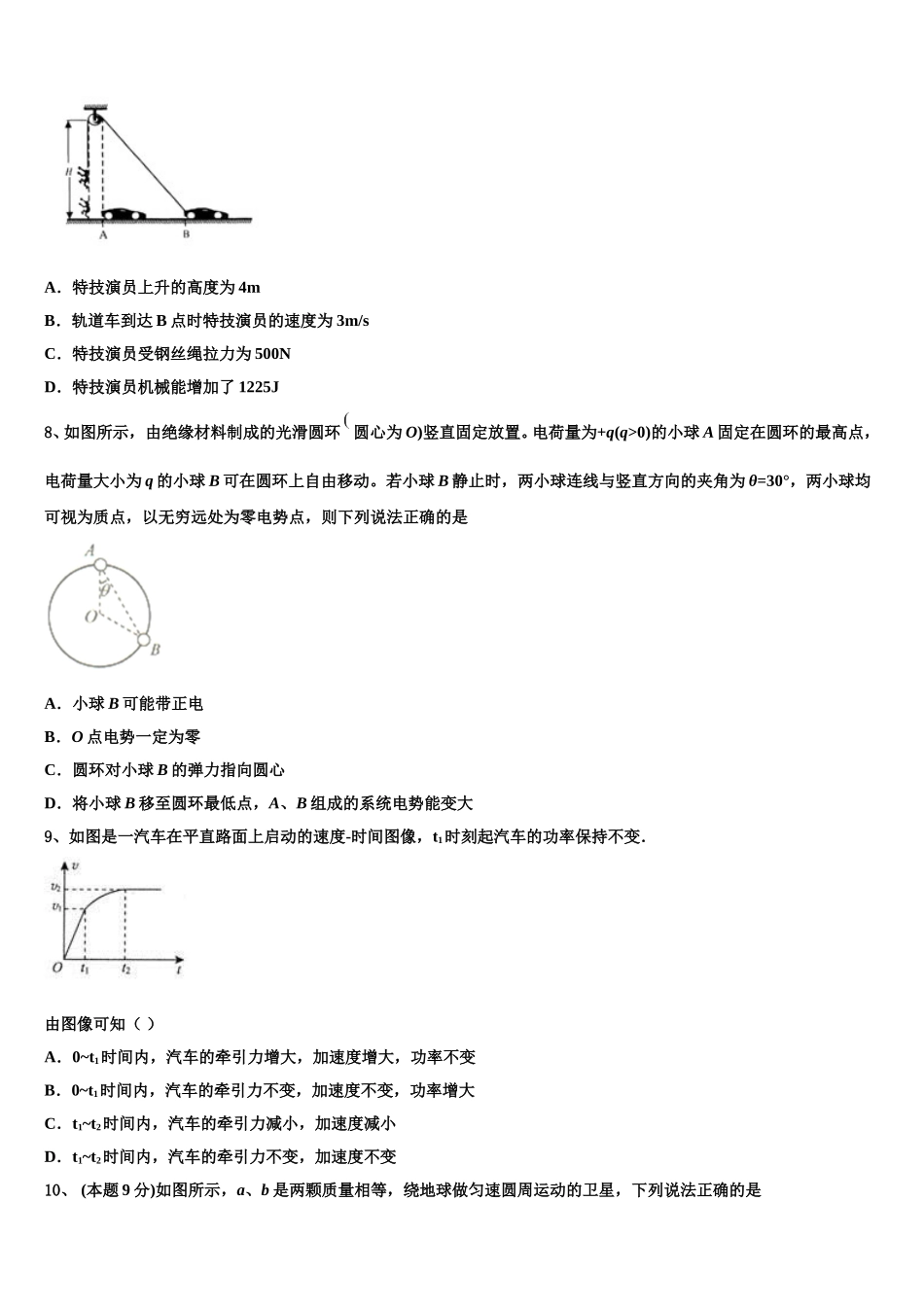2025届浙江省金华十校物理高一第二学期期末学业水平测试模拟试题含解析_第3页
