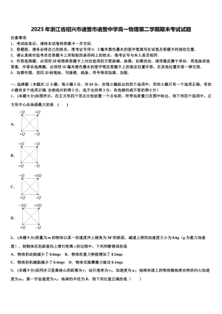 2025年浙江省绍兴市诸暨市诸暨中学高一物理第二学期期末考试试题含解析