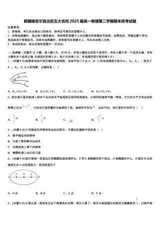 新疆维吾尔自治区五大名校2025届高一物理第二学期期末统考试题含解析