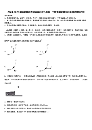 2024-2025学年新疆昌吉回族自治州九中高一下物理期末学业水平测试模拟试题含解析