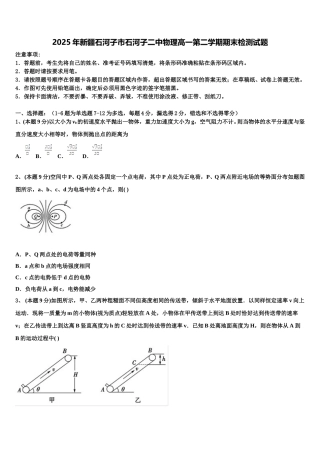 2025年新疆石河子市石河子二中物理高一第二学期期末检测试题含解析