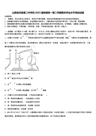 山西省祁县第二中学校2025届物理高一第二学期期末学业水平测试试题含解析