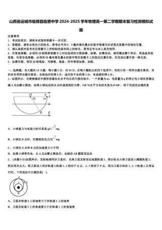 山西省运城市临猗县临晋中学2024-2025学年物理高一第二学期期末复习检测模拟试题含解析