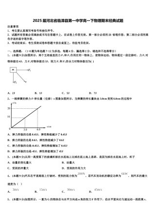 2025届河北省临漳县第一中学高一下物理期末经典试题含解析