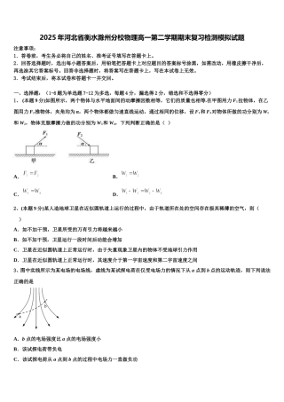 2025年河北省衡水滁州分校物理高一第二学期期末复习检测模拟试题含解析