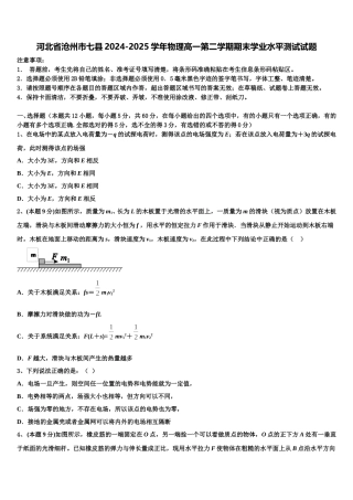 河北省沧州市七县2024-2025学年物理高一第二学期期末学业水平测试试题含解析