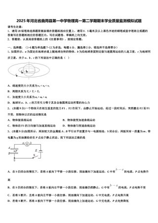 2025年河北省曲周县第一中学物理高一第二学期期末学业质量监测模拟试题含解析