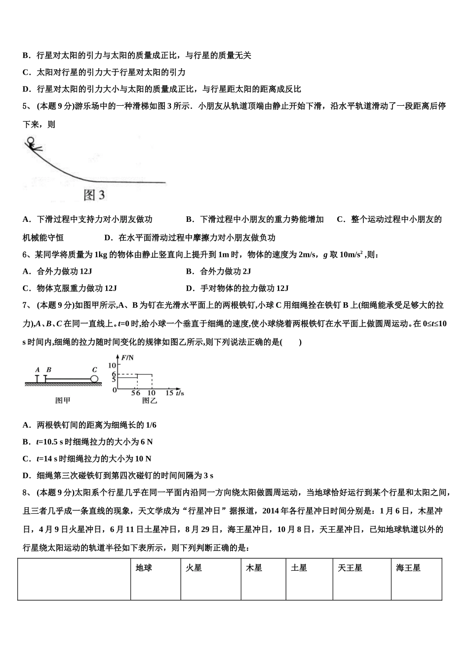 2024-2025学年河北省沧州市黄骅中学高一物理第二学期期末质量检测模拟试题含解析_第2页