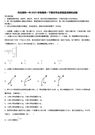 河北南和一中2025年物理高一下期末学业质量监测模拟试题含解析