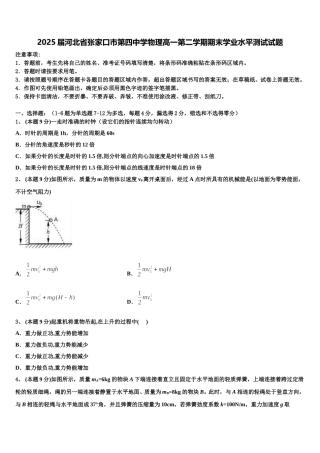 2025届河北省张家口市第四中学物理高一第二学期期末学业水平测试试题含解析