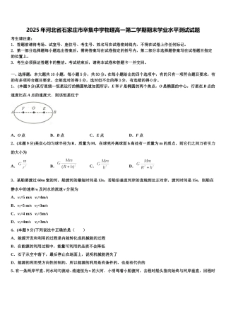 2025年河北省石家庄市辛集中学物理高一第二学期期末学业水平测试试题含解析