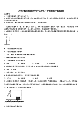 2025年河北省衡水市十三中高一下物理期末考试试题含解析