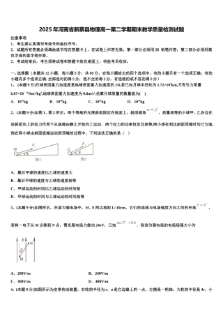 2025年河南省新蔡县物理高一第二学期期末教学质量检测试题含解析