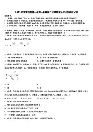2025年河南省鹤壁一中高一物理第二学期期末达标检测模拟试题含解析