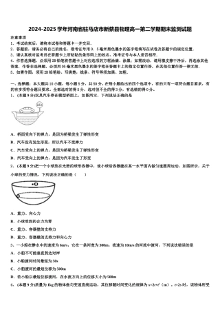 2024-2025学年河南省驻马店市新蔡县物理高一第二学期期末监测试题含解析