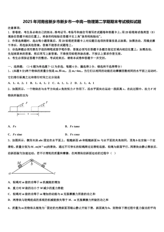 2025年河南省新乡市新乡市一中高一物理第二学期期末考试模拟试题含解析