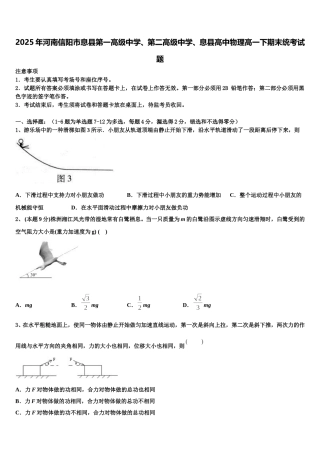 2025年河南信阳市息县第一高级中学、第二高级中学、息县高中物理高一下期末统考试题含解析