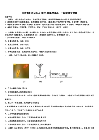 南省洛阳市2024-2025学年物理高一下期末联考试题含解析
