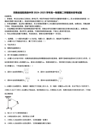 河南省信阳高级中学2024-2025学年高一物理第二学期期末统考试题含解析