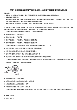 2025年河南省洛阳市理工学院附中高一物理第二学期期末达标检测试题含解析