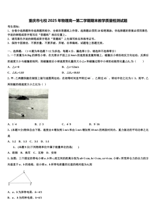 重庆市七校2025年物理高一第二学期期末教学质量检测试题含解析