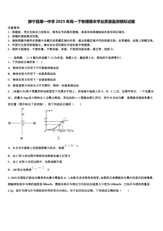 静宁县第一中学2025年高一下物理期末学业质量监测模拟试题含解析