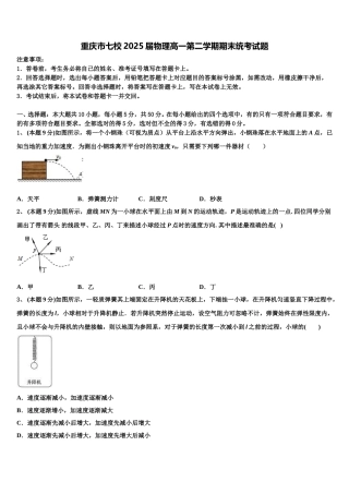 重庆市七校2025届物理高一第二学期期末统考试题含解析