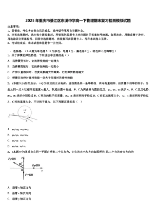 2025年重庆市綦江区东溪中学高一下物理期末复习检测模拟试题含解析
