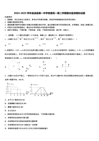 2024-2025学年遂溪县第一中学物理高一第二学期期末监测模拟试题含解析