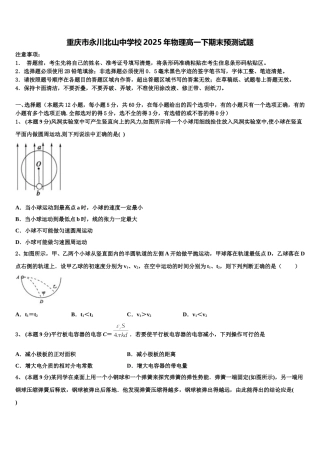 重庆市永川北山中学校2025年物理高一下期末预测试题含解析