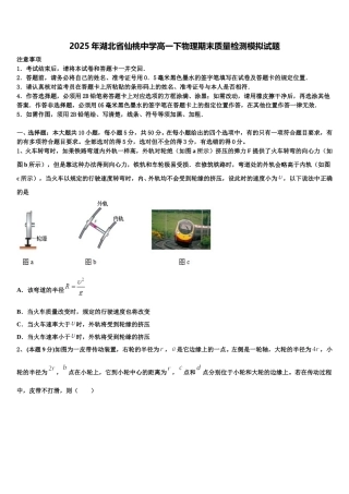 2025年湖北省仙桃中学高一下物理期末质量检测模拟试题含解析