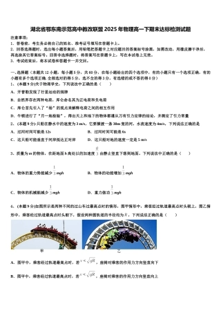 湖北省鄂东南示范高中教改联盟2025年物理高一下期末达标检测试题含解析