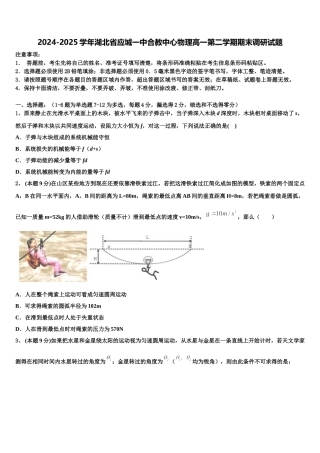 2024-2025学年湖北省应城一中合教中心物理高一第二学期期末调研试题含解析