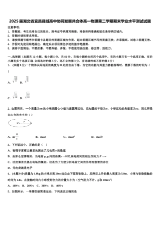 2025届湖北省宜昌县域高中协同发展共合体高一物理第二学期期末学业水平测试试题含解析